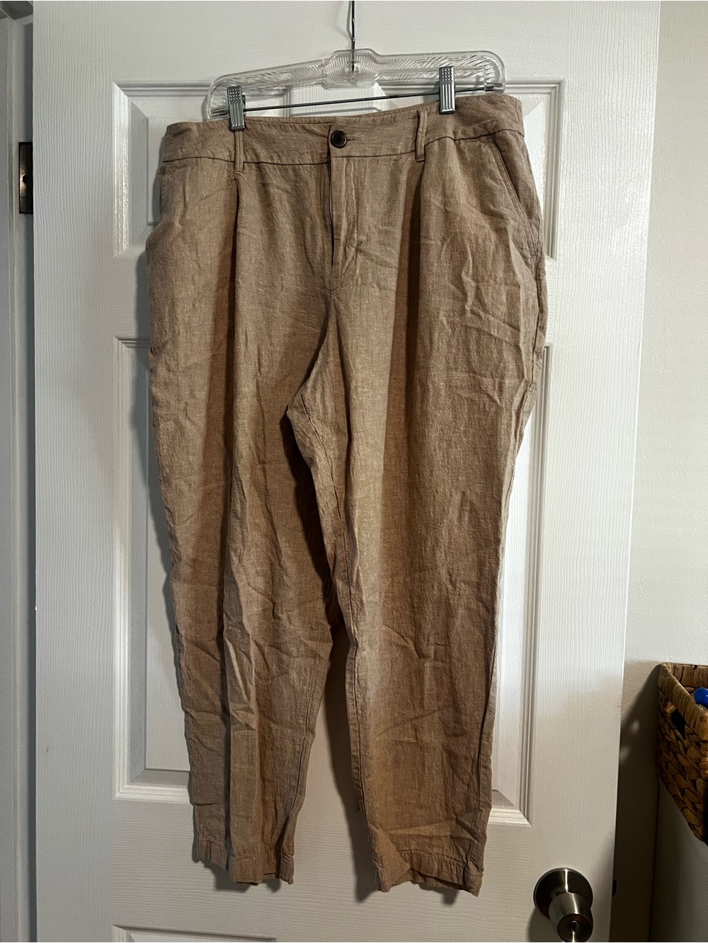 Casual Linen-Blend Pants in Light Brown